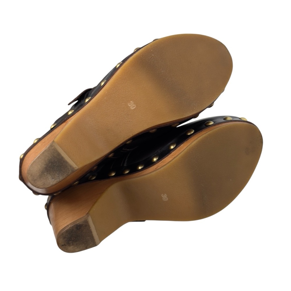 Isabel Marant Tamara Brown Leather Studded Platform Clogs Size 39 Slip on - Picture 12 of 16